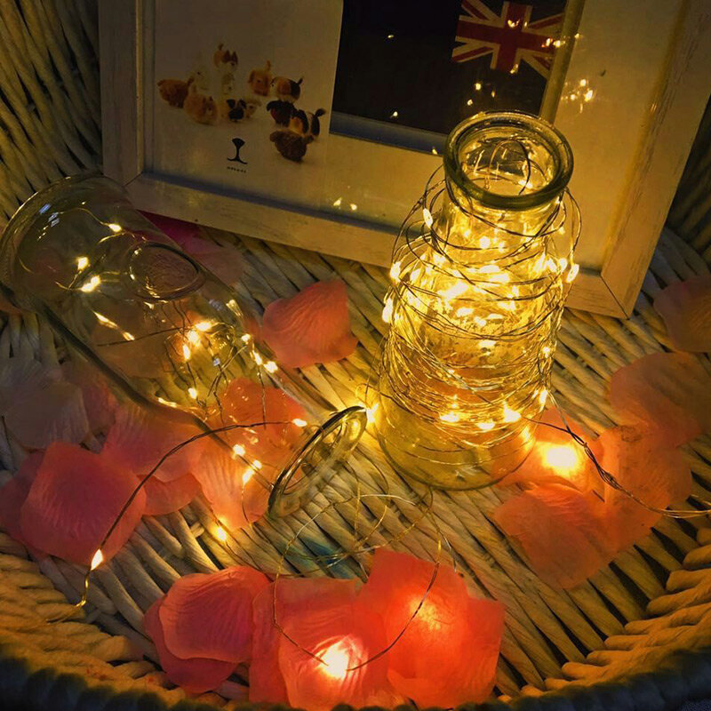 Lampu setrip LED dekorasi pesta pernikahan, lampu untai LED bahan tembaga kawat perak USB, lampu karangan bunga pohon Natal Festival dekorasi pesta pernikahan 3m/4m/5m