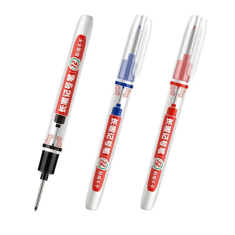 2 pçs caneta de marcador de ponta longa 20mm buraco profundo special-purpose secagem rápida marcador de madeira óleo-à base de água suave