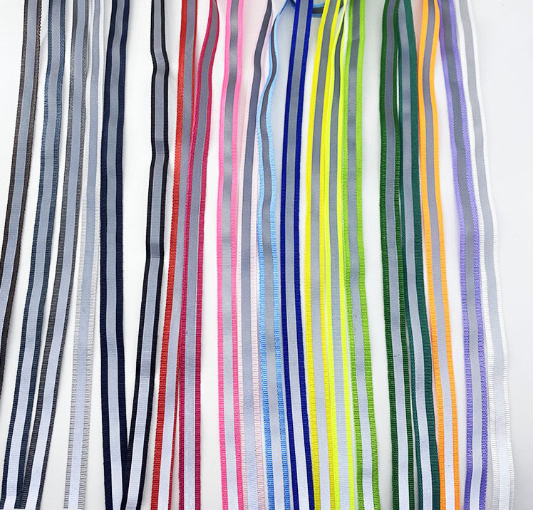 50 jardas/lote fita reflexiva webbing multi cor diy tecido tiras para vestuário artesanato de costura artesanal 1cm largura