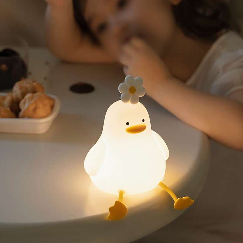 โคมไฟแผ่นแปะรูปเป็ดรูปการ์ตูนชาร์จได้โคมไฟข้างเตียงนอนสำหรับเด็กและเพื่อนสำหรับให้เป็นของขวัญวันหยุด