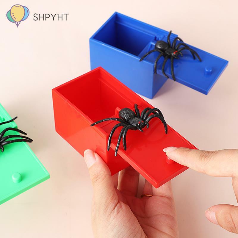 กล่องแมงมุมแกล้งคน1ชิ้นของเล่นฮาโลวีนตลกๆซ่อนอยู่ในเคสของเล่นของขวัญ