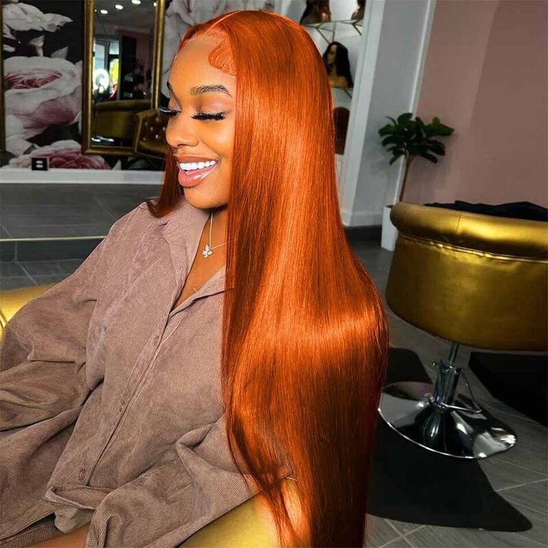 Transparent 13x4 13x6 Hd Lace Frontal Wig Ginger Orange Bone Straight Human Hair Wigs For Black Women Pre Plucked Lace Wig