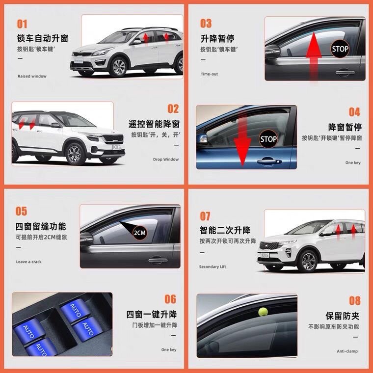 Zlwr Kia K3สัมผัสเดียวยกหน้าต่างอัตโนมัติหน้าต่างระยะไกลที่ใกล้ชิดหน้าต่างอุปกรณ์แต่งรถ