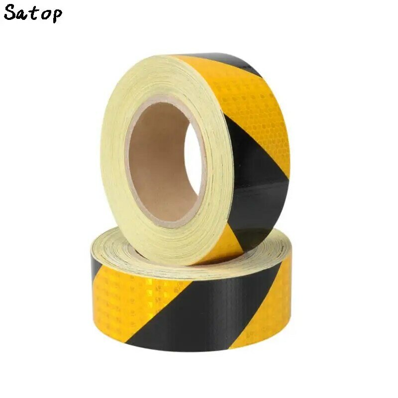 5cm * 25m fita reflexiva adesivos de carro preto amarelo sarja refletor adesivo proteção de segurança brilho na fita escura para bicicleta