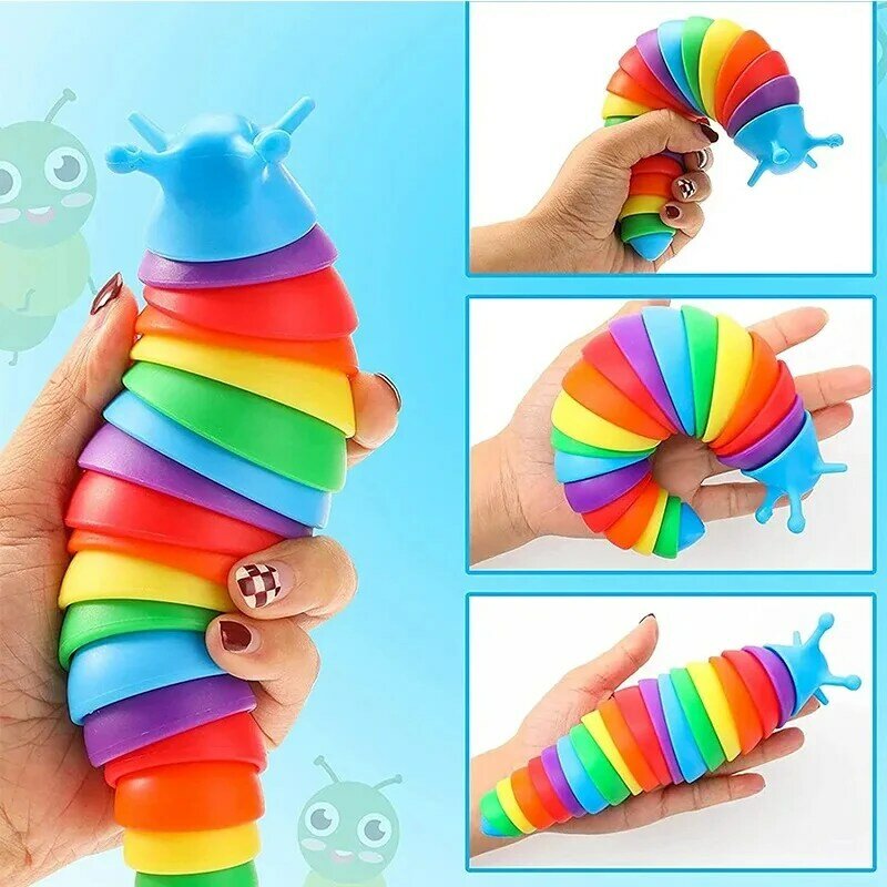 Juguete sensorial colorido 3D de 18cm para niños, juguete de descompresión divertido, giro creativo, oruga