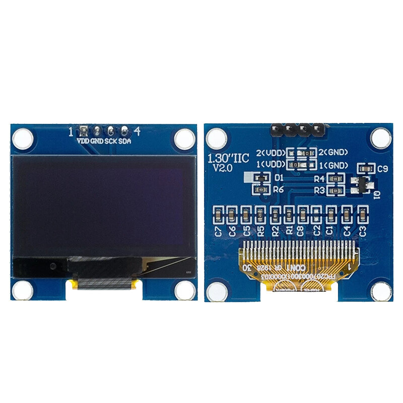 1 قطعة 1.3 "OLED وحدة اللون الأزرق IIC I2C 128X64 1.3 بوصة OLED شاشة LCD LED وحدة 1.3" IIC I2C التواصل D12 لاردوينو