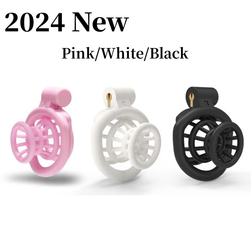 Cerradura de castidad rosa para hombre, Dispositivo de Castidad antitrampas, jaula para el pene con cuatro anillos de tamaño, erótica Gay, 18 + 정대 대, 2024