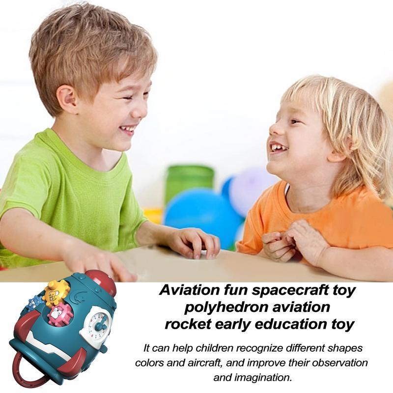 Mainan pesawat ruang angkasa penerbangan menyenangkan roket penerbangan polihedral mainan edukasi dini anak-anak roket mainan interaktif hadiah ulang tahun anak-anak