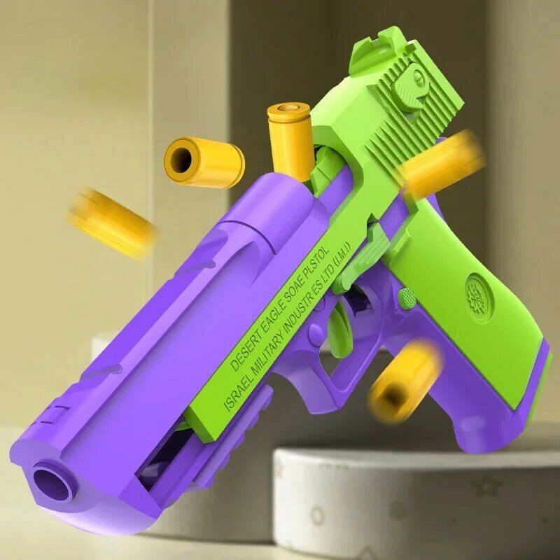 Descompressão automática rabanete arma brinquedo para meninos, Desert Eagle 2011 Pistola, ejeção contínua de casca, revólver pendurado vazio, presente