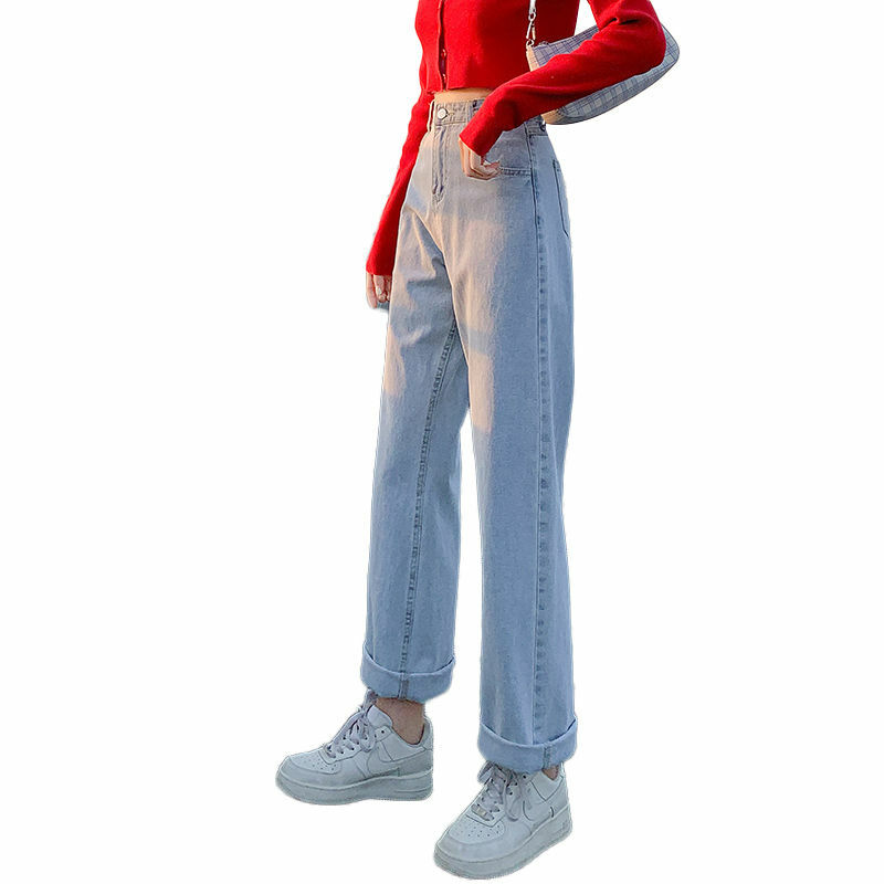 Jean Taille Haute à Jambes Larges pour Femme, Pantalon Amincissant Polyvalent, Version Coréenne, Tube Droit Ajusté, Nouvelle Collection Printemps/Été 2023