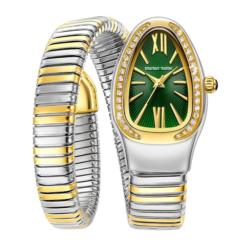تصميم فريد من نوعه ثعبان على شكل سوار نمط ساعة امرأة الموضة السيدات الماس الحلي Gfit ساعة عادية