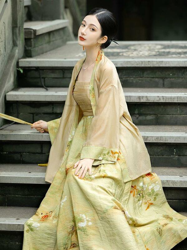 女性のための中国風のツーピースドレス,qiPooスタイルのプリントサスペンダードレス,ファッショナブル
