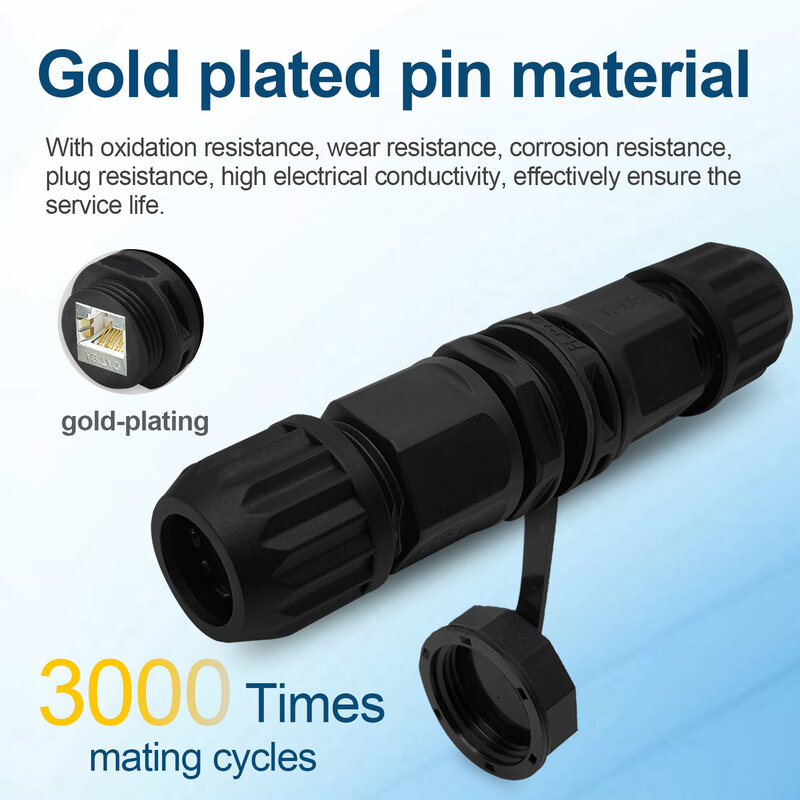 IP68 CAT6A RJ45 Waterproof Connectors M25 Straight Joint Dustproof Extender Female 8 Pin PA66 Rj45 Panel Mount for Outdoor