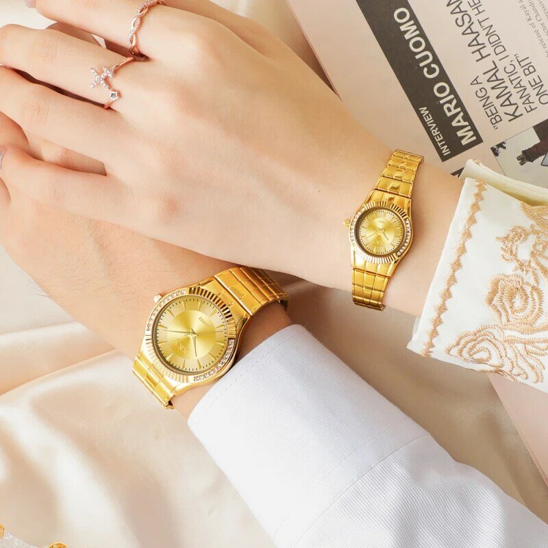 KKY nuovo orologio in oro di lusso per uomo e donna, orologio sportivo alla moda con diamanti impermeabili, orologio al quarzo da coppia