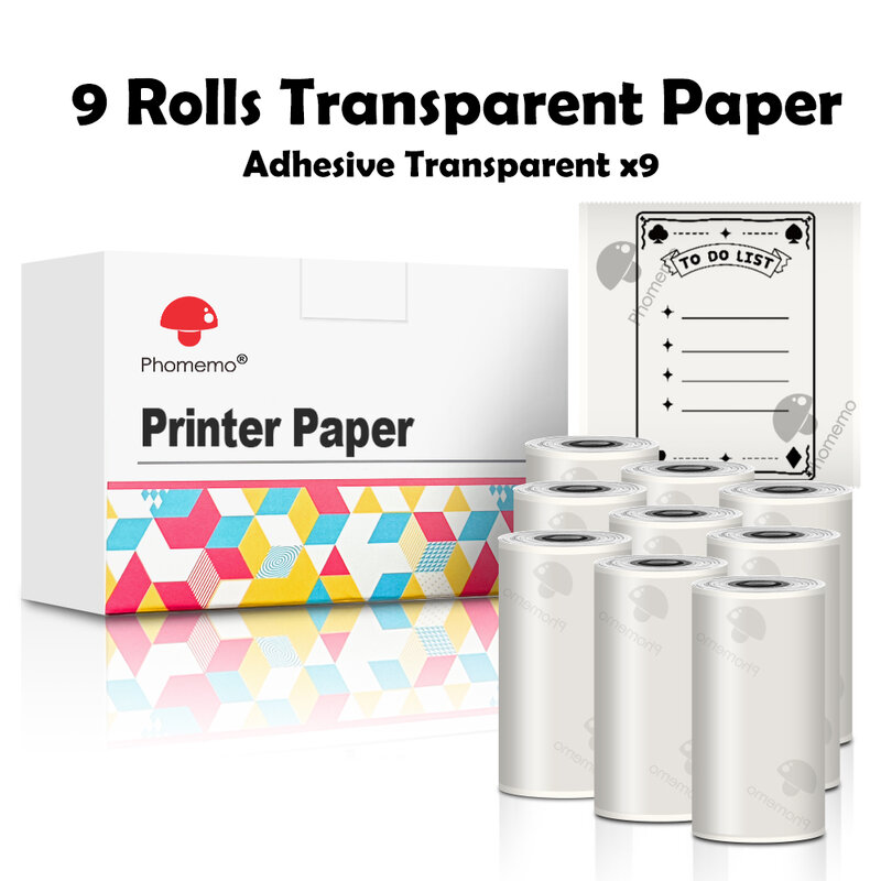 Phomemo-autopapel adhesivo pegatina para impresora portátil T02/M02X, papel térmico, etiqueta adhesiva, bricolaje, foto, texto, notas de estudio, impresión