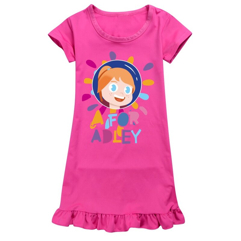 A untuk ADLEY pakaian anak-anak 2024 musim panas kasual gaun bayi perempuan lengan pendek baju tidur anak-anak Homewear balita perempuan baju tidur