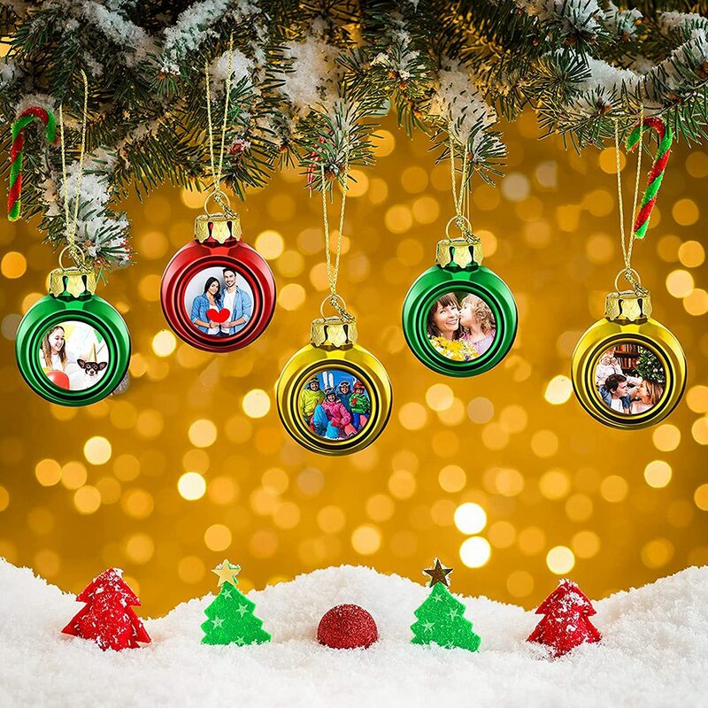 9 pezzi sublimazione ornamenti palla di natale albero di natale infrangibile per la decorazione della festa nuziale di festa, 1.6 pollici