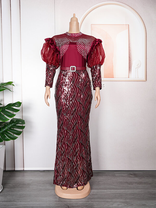 Gaun panjang pesta Afrika ukuran Plus untuk wanita 2024 gaun malam payet Dashiki Ankara baru pakaian Turki jubah pakaian Afrika
