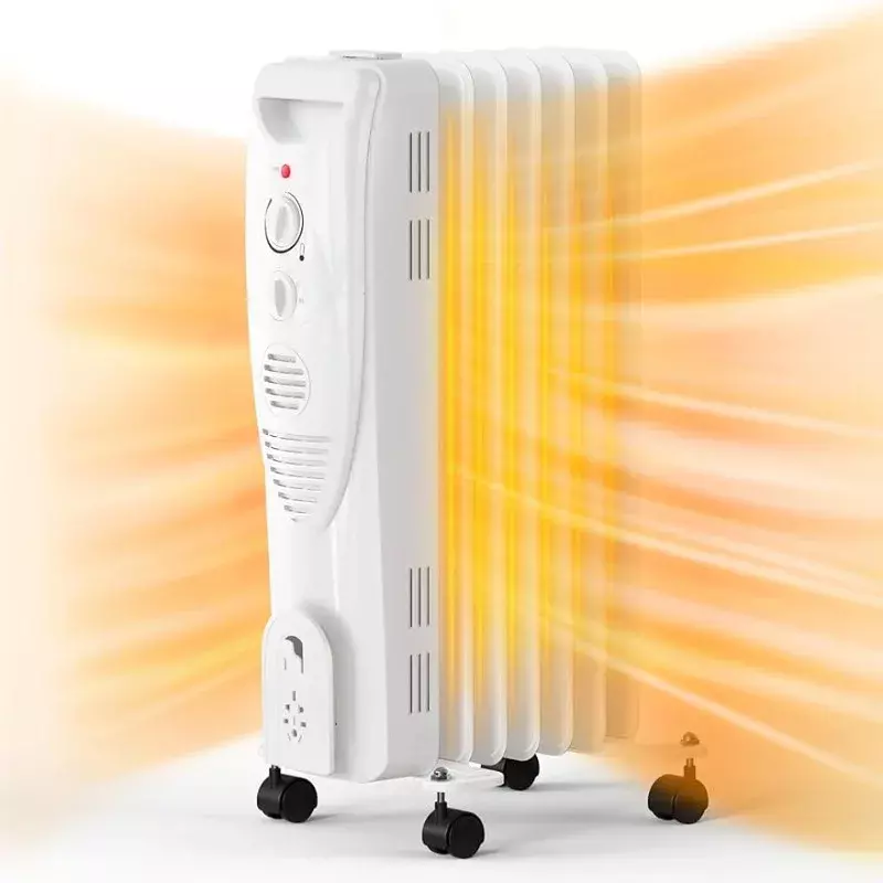 HAOYUNMA 1500W Electric Space Heater , Overheat & Tip-Over Protection, Adjustable Thermostat, Quiet Portable Oil Filled Radiator