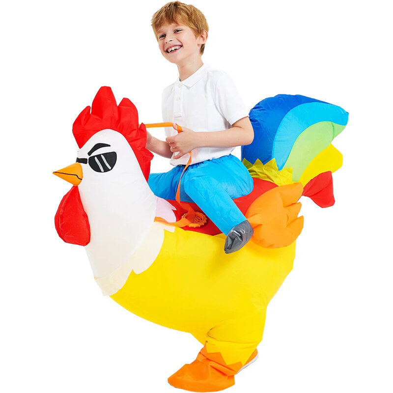 New Kids Child Inflatable Rooster Costume Shark Animal Mascot Anime Dress Suit Halloween Party Cosplay Costumes for Boys Girls