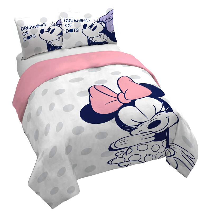 Pink Minnie Mouse Duvet Cover Set Cartoon Bedding Set Comforter Cover for Children Bedroom Decoration Single Double Full Size