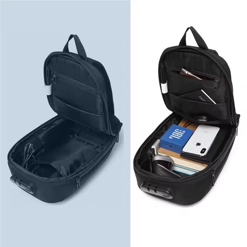 OZUKO-Sac à dos unisexe étanche antivol pour hommes, sac de poitrine minimaliste pour voyage, sac de transport d'affaires, sac initié par port USB
