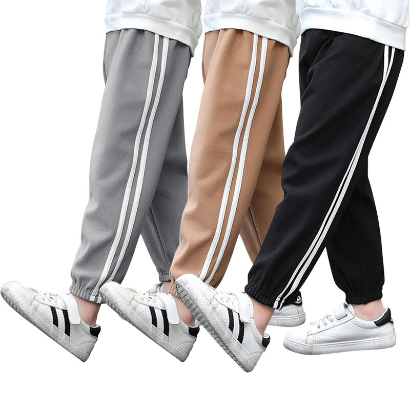 Детские осенне-зимние ветрозащитные однотонные повседневные брюки для мальчиков и девочек модные Универсальные свободные брюки новая модель