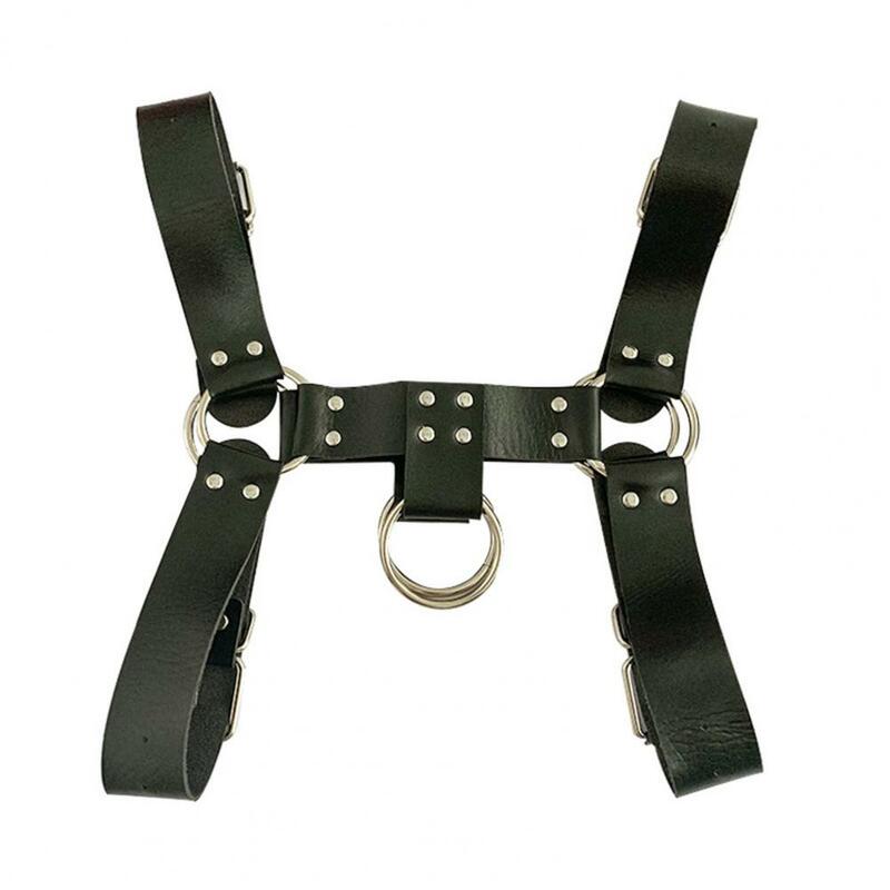 Cinturón de pecho de cuero de imitación para hombres, arnés de jaula de Bondage corporal ajustable, estilo Punk, decoración de remache, fetiche ancho Gay