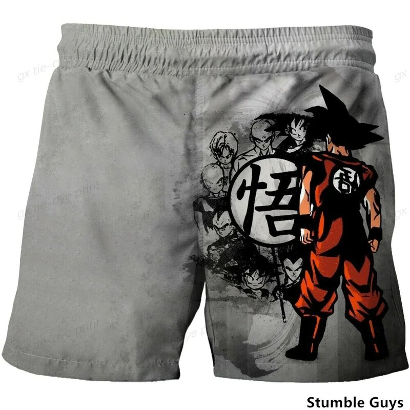 Pantalones cortos de Goku de Dragon Ball para niños, ropa de natación de secado rápido, pantalones cortos de playa con estampado de dibujos animados, Verano
