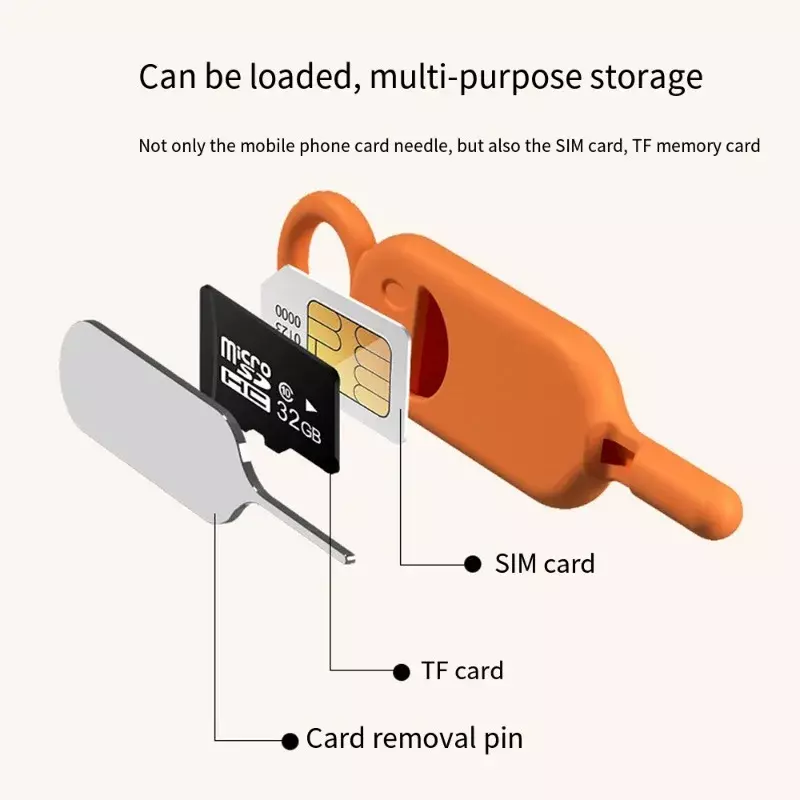 2IN1 Universal Sim SD Card Tray Opening Tool with Soft Silicone Protector Cover Anti-lost Tray Ejector Pin Needle Opener Ejector
