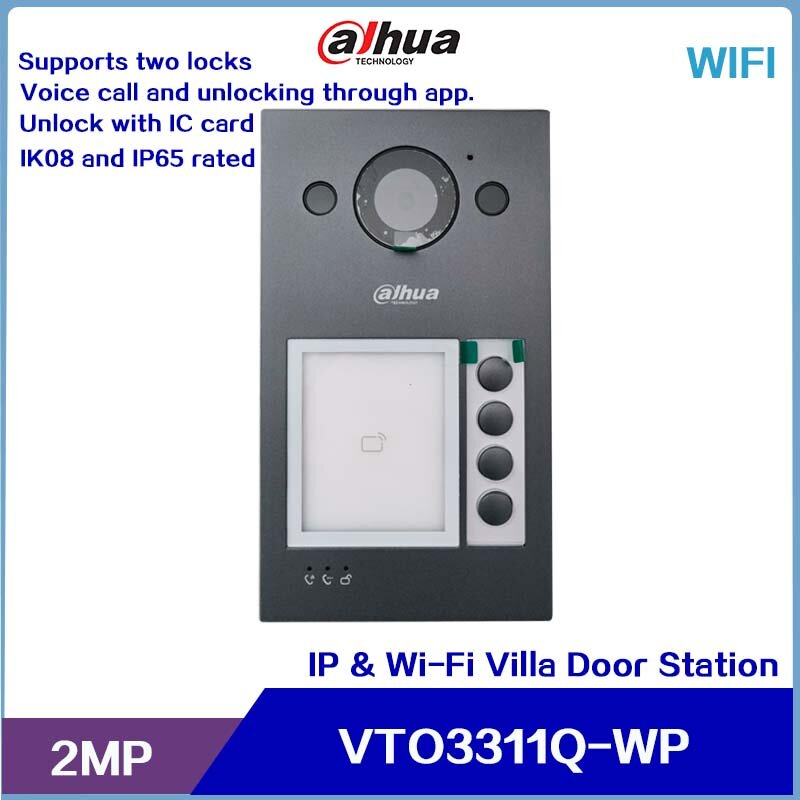 Dahua-IP e Wi-Fi Villa Door Station, Inclui Rain Cover, VTO3311Q-WP