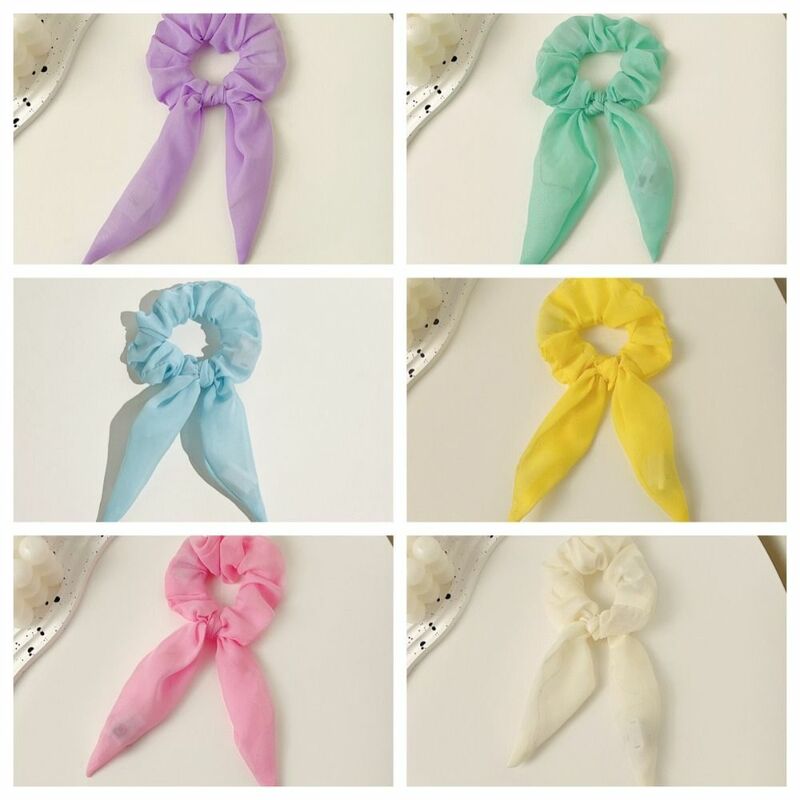 Bow Luminous Hair Bands Scrunchies Creative LED Ribbon Light Up Rubber Band Candy Color Hair Accessories Gift