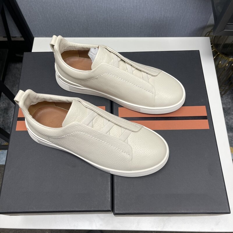 Hochwertige Slip-Schuhe aus Rindsleder mit lässigem Trend, einfacher und vielseitiger, atmungsaktiver Einzels chuh mit koreanischer weicher Sohle