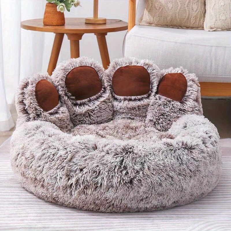 Cama para perro y gato, sofá con forma de pata de oso, cómoda y acogedora, cojín suave y esponjoso para mascotas pequeñas, medianas y grandes