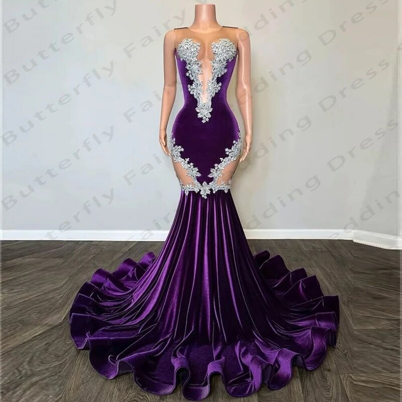 Elegant Women's Mermaid Evening Dresses Sexy Sleeveless Princess Lace Satin Arabic Prom Dress Formal Beach Party 2024 فساتين سهر