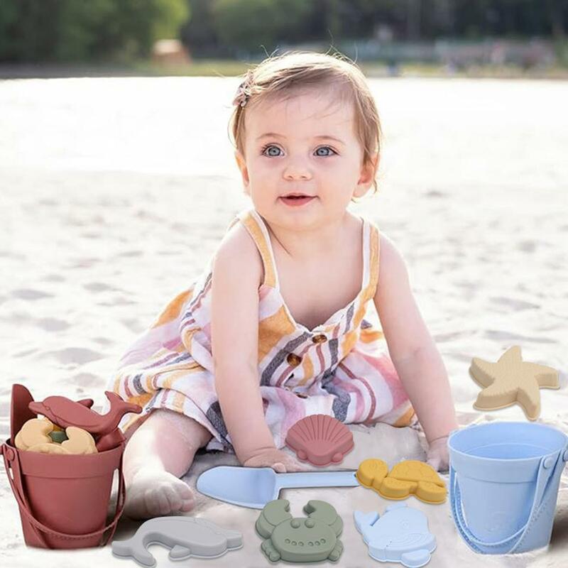 8 stücke Sommer Strand Spielzeug für Kinder Silikon Schaufel Eimer Strand Sand Spielzeug für Jungen Mädchen Geburtstags geschenke