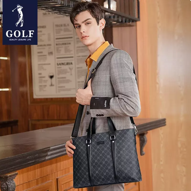 GOLF Men Briefcase Bag 15 Inches Laptop Business Leather Shoulder Handbag High Quality Luxury Messenger Office Bags Waterproof