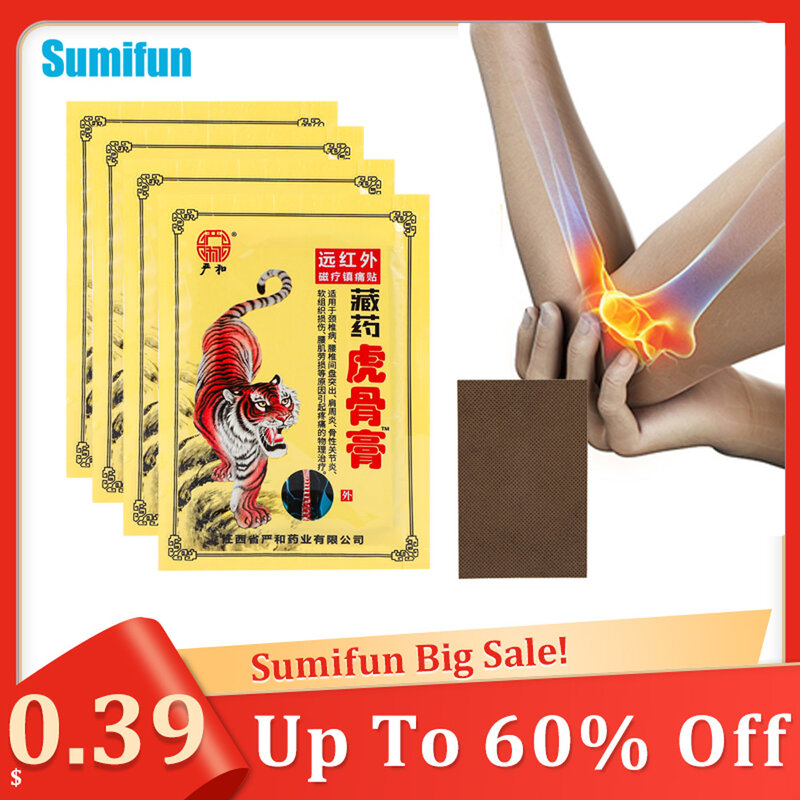 Sumifun-Tiger Chinês Pain Relief Patch, Etiqueta Analgésica Artrite Reumatóide, Articulação Muscular, Dor nas Costas Médica Gesso, 8 Pcs, 16 Pcs, 32Pcs