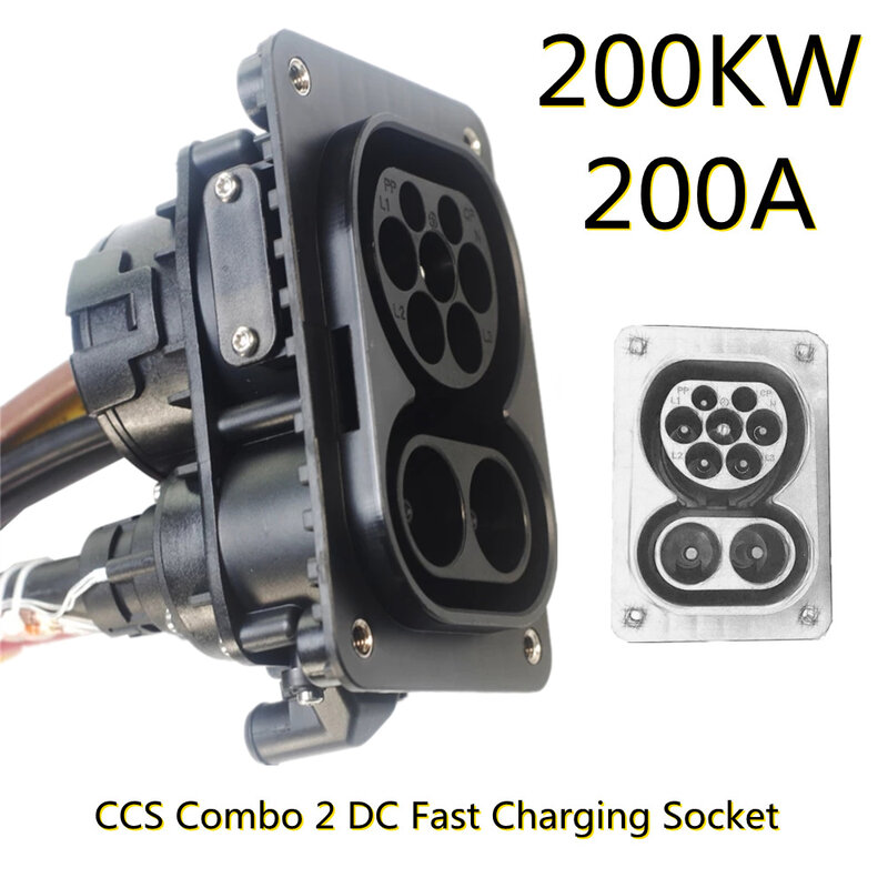 CCS Combo EV Charger Connector CCS 2 socket 200A DC with 1m cable EVSE CCS Combo 2 EV Fast Socket for Electric car accessories