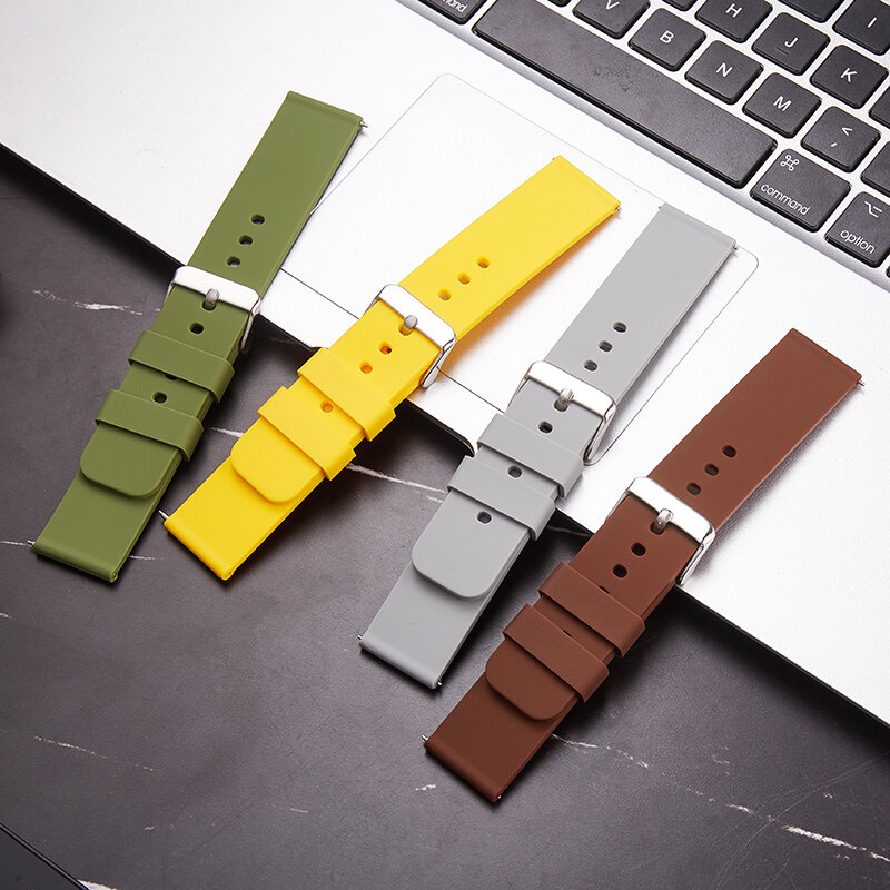 Silicone Strap Quick Release Watch Strap 18mm 20mm 22mm 24mm Waterproof Soft Rubber Smart Watch Band Wrist Bracelet Belts