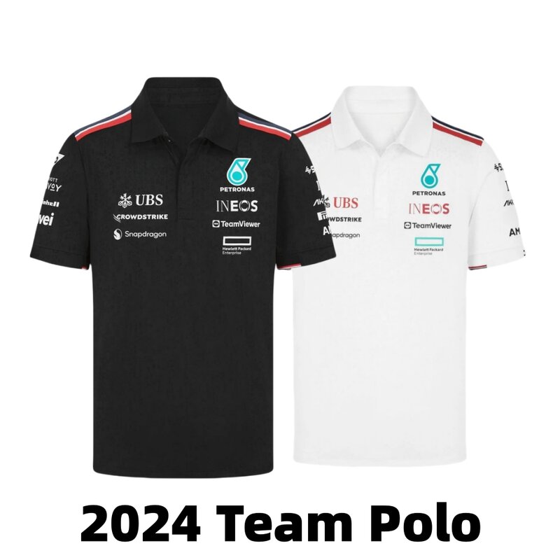 해밀턴 2024 F1 팀 폴로 조지 러셀 2024 폴로 셔츠, 모토 오토바이 레이싱 세트, 남녀 선풍기 저지