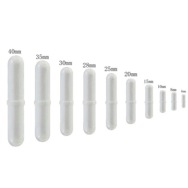 10 buah pengaduk magnetik PTFE pengaduk putar Bar pengaduk pengaduk untuk penggunaan di Lab warna putih