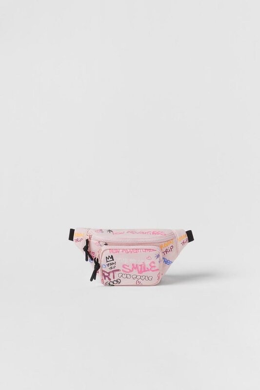 Dziewczęca nadrukowane Graffiti saszetki na pas dziecięca urocza Mini pojedyncza torebka na klatkę piersiową na ramię w nowym stylu na co dzień różowa torebka na monety