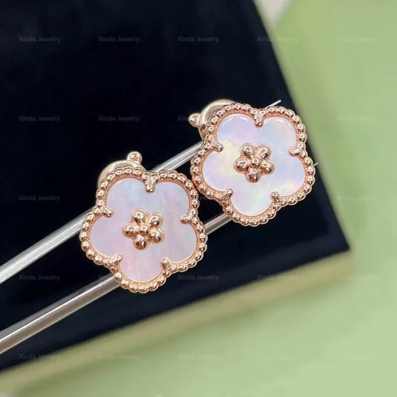 New Spring S925 Sterling Silver Plum Blossom Earrings for Women's Cute Fashion Brand Luxury Party Jewelry