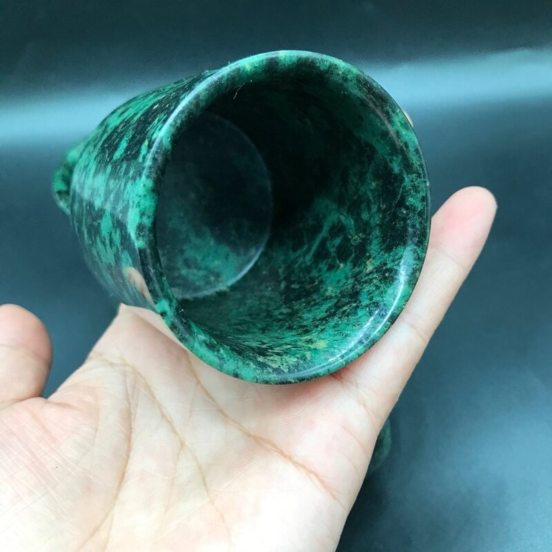 Jade tibetano natural medicina wang shi teacup serpentina jade cinto magnético copo de saúde