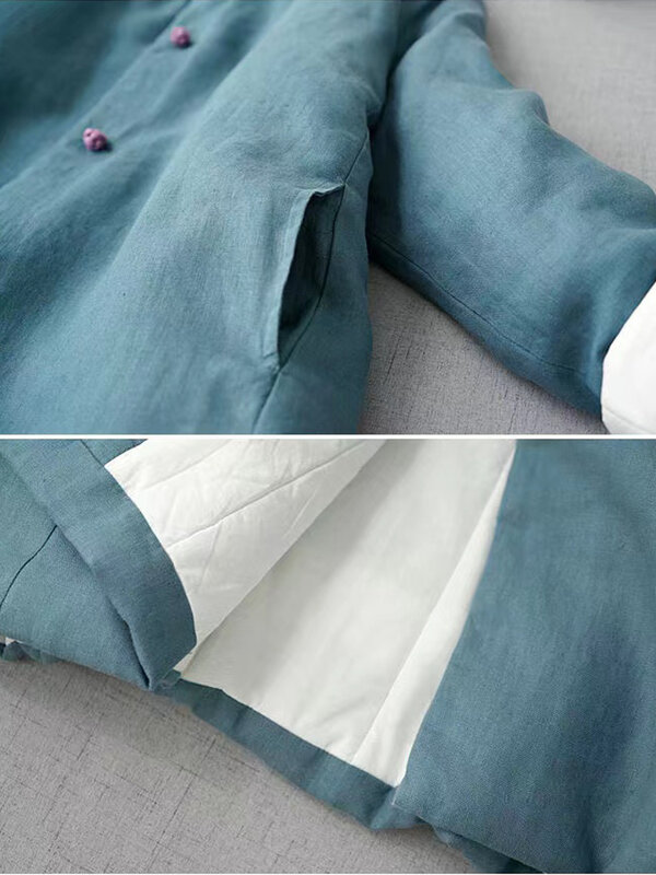 Abrigo holgado de gran tamaño para mujer, parka acolchada larga de algodón con botones, estilo japonés, ropa de abrigo de invierno, 2023