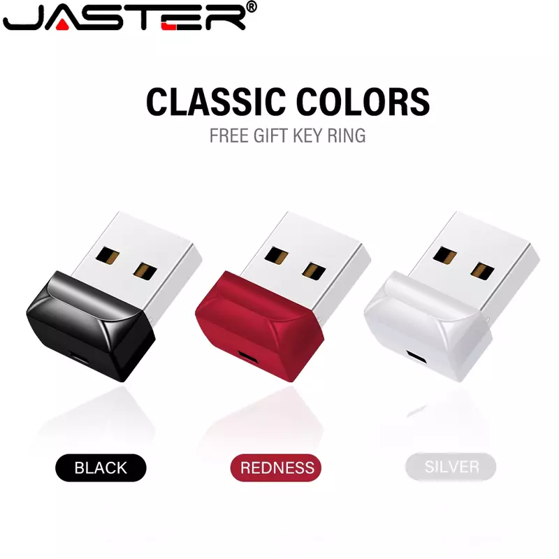 Jaster pendrive ขนาดเล็กสีแดง128GB แฟลชไดรฟ์พลาสติกกันน้ำ64GB 2.0 USB 32G หน่วยความจำ16GB แฟลชไดร์ฟของขวัญทางธุรกิจ