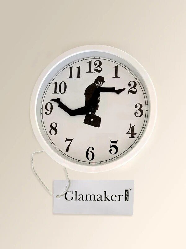 Glamaker Ministry Of Silly Walk Wall Clock Comedian Home Decor Novelty Wall Watch Funny Walking Silent Mute clocks