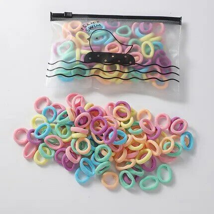 100 pçs/saco meninas faixa de borracha bandas de cabelo elástico para crianças doce cor corda de cabelo headwear meninas crianças acessórios de cabelo