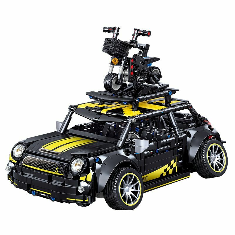 MINI di sicurezza con moto F56 modello di auto tecnica 1489 pezzi Kit di costruzione per adulti regali giocattolo in mattoni per bambini C020